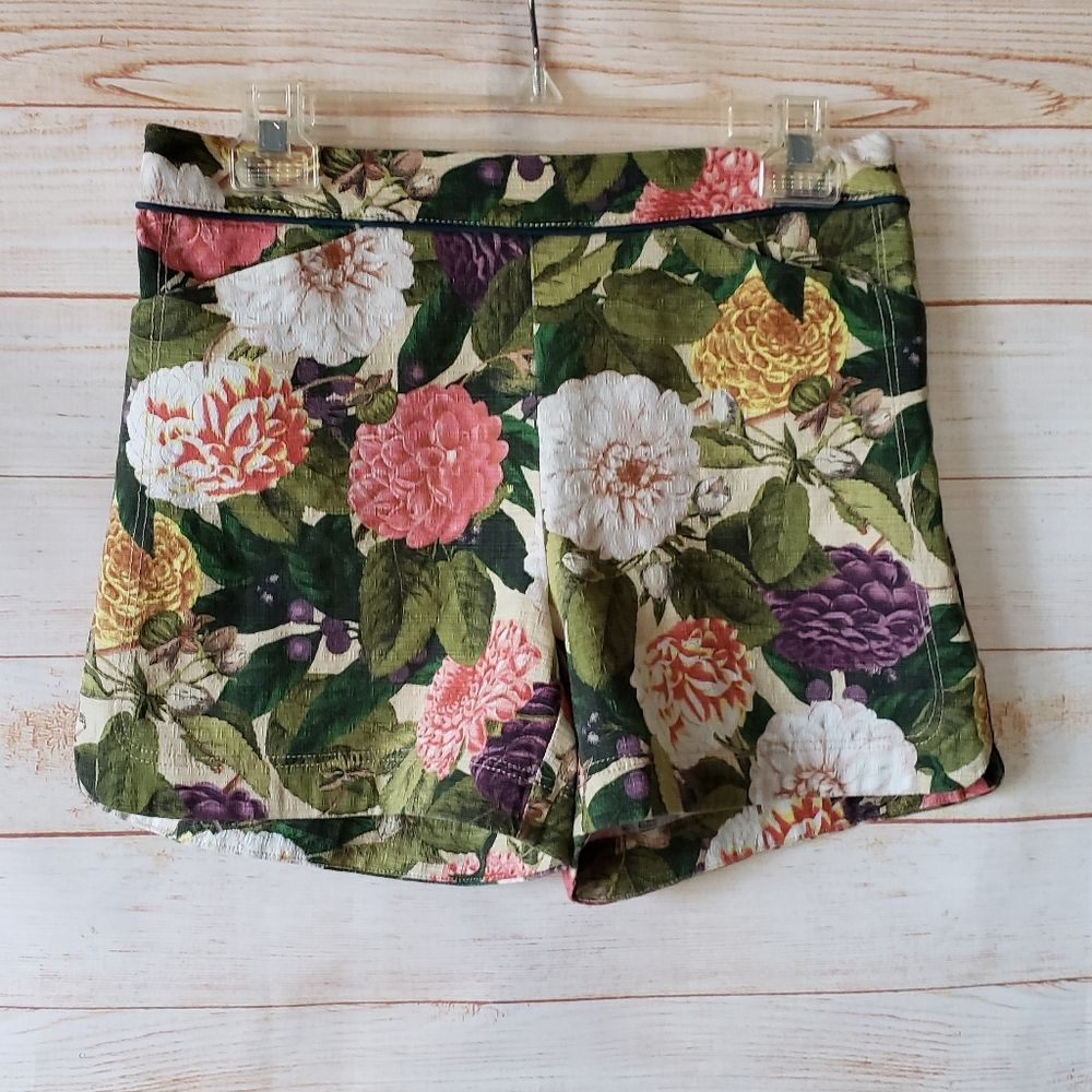 Elevenses Anthropologie Floral Print Cotton Blend Shorts - Picture 4 of 12
